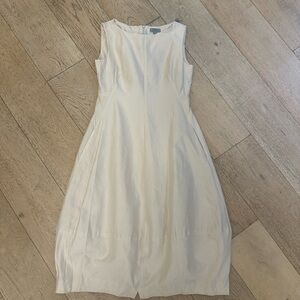 COS Sleeveless Cotton Silk Midi Dress Size 10 Cocoon Balloon Skirt Bisquit Cream